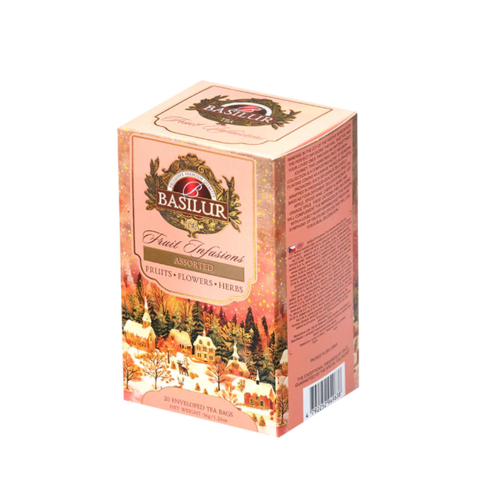 Basilur Fruit Infusions Collection – Christmas Style Assorted – 4 Flavors – 20 × 1.8 g